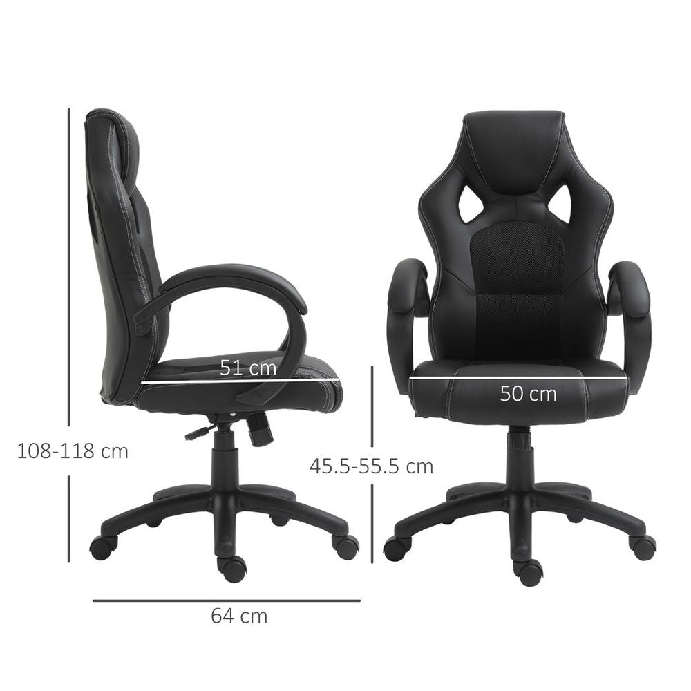 Executive Racing Swivel Gaming Office Chair PU Leather Computer Desk Chair Black - anydaydirect
