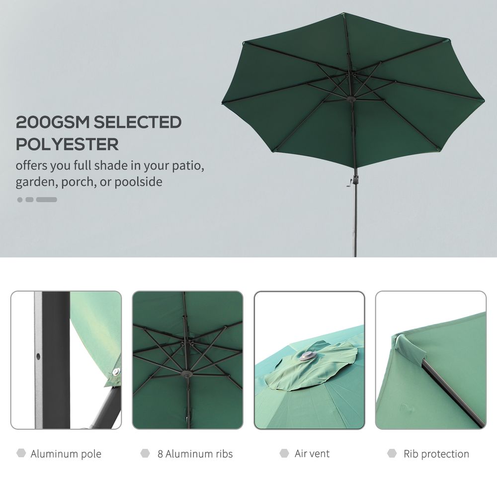 Cantilever Roma Parasol 360?� Rotation w/ Hand Crank & Base, Green Outsunny - anydaydirect