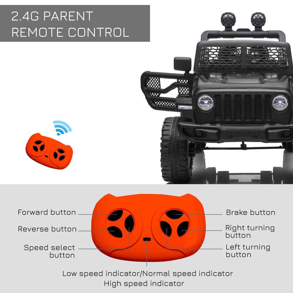12V Kids Electric Ride On Car Truck Off-road Toy Remote Control Black HOMCOM - anydaydirect