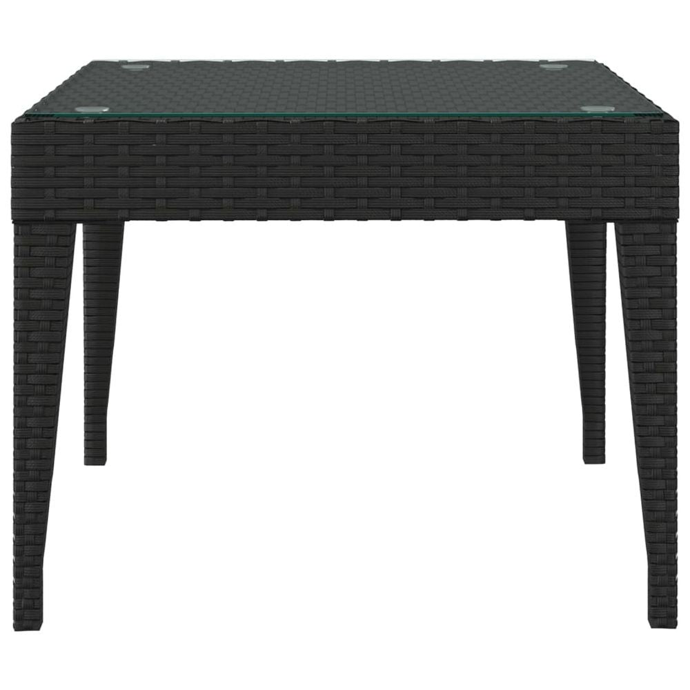 Side Table Black 50x50x38 cm Poly Rattan and Tempered Glass - anydaydirect