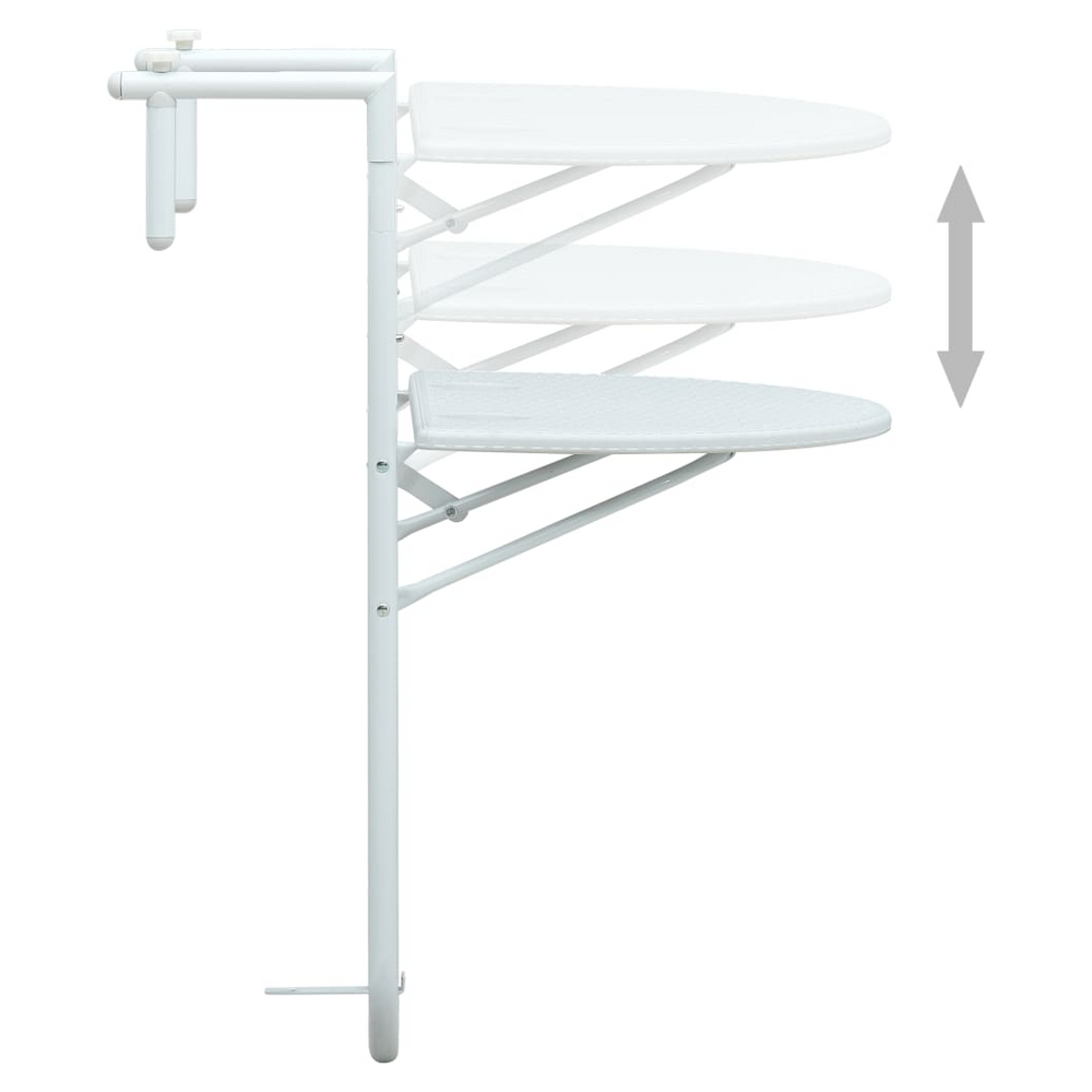 Hanging Balcony Table White 60x64x83.5 cm Plastic Rattan Look - anydaydirect