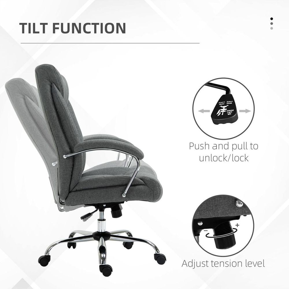 High Back Home Office Chair Computer Desk Chair w/ Arm, Swivel Wheels, Grey - anydaydirect