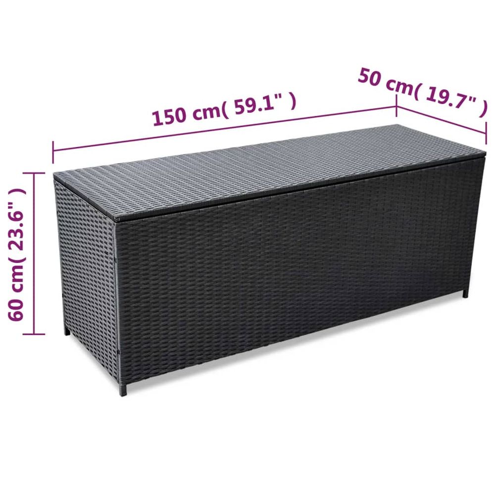 Garden Storage Box Black 150x50x60 cm Poly Rattan - anydaydirect