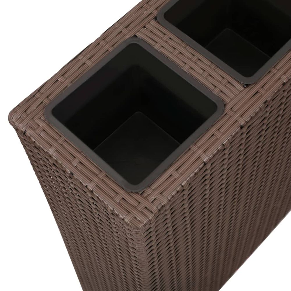 Garden Raised Bed with 4 Pots Poly Rattan Brown - anydaydirect