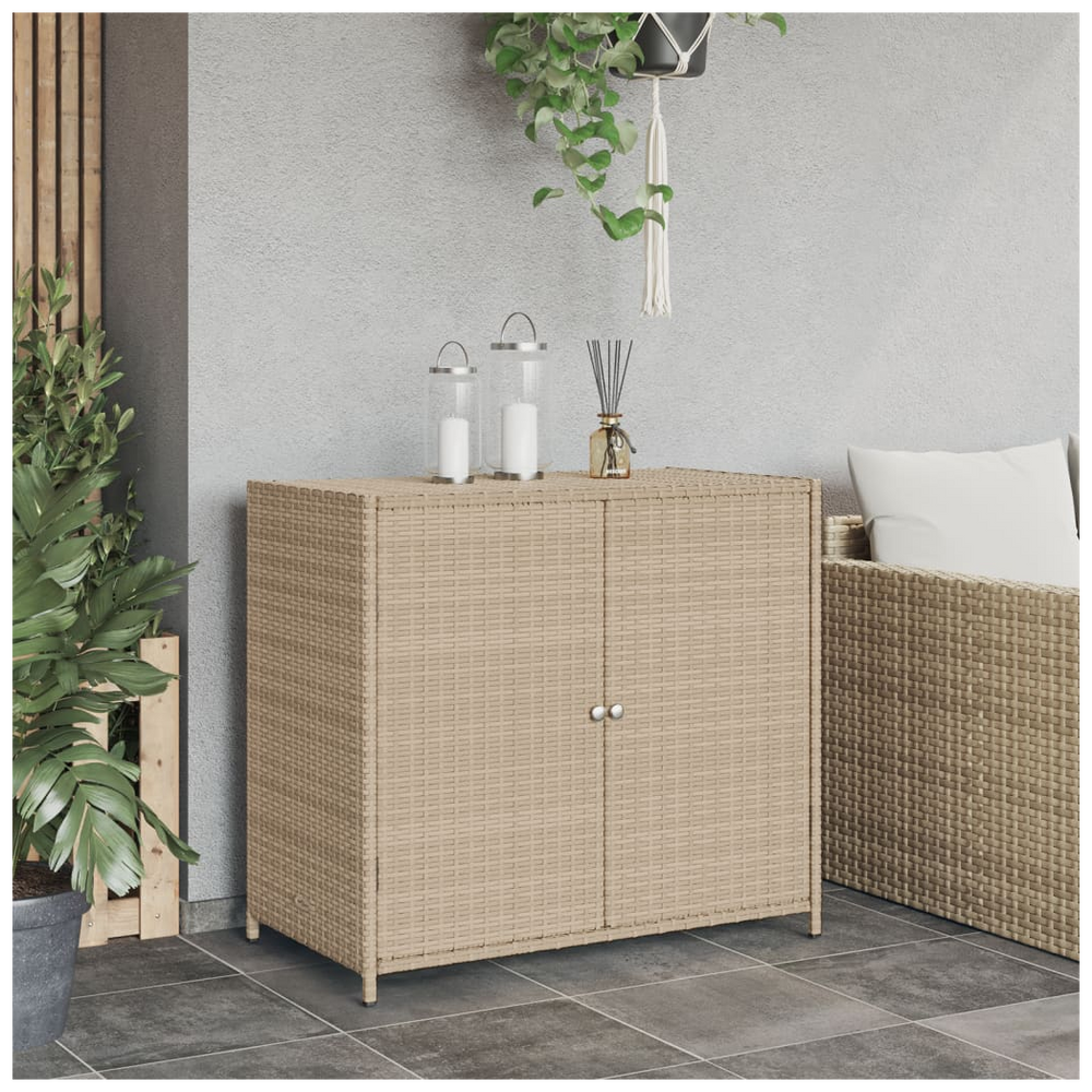 vidaXL Garden Storage Cabinet Beige 83x45x76 cm Poly Rattan - anydaydirect