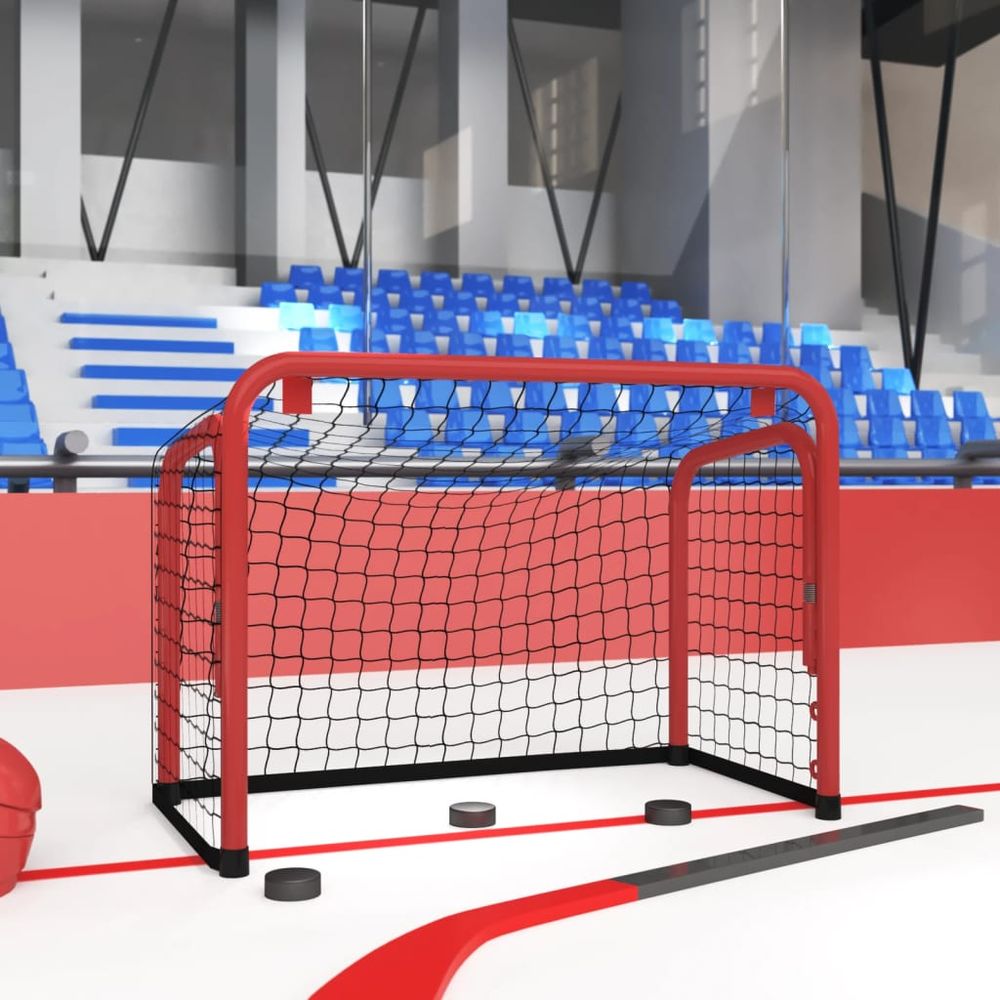Hockey Goal with Net Red&Black 68x32x47 cm Steel&Polyester - anydaydirect