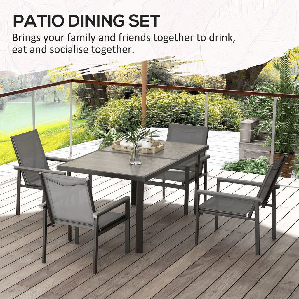 Outsunny 7 Piece Garden Dining Set, Outdoor Table and 6 Chairs, Grey - anydaydirect