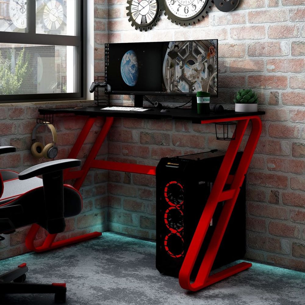 Gaming Desk with ZZ Shape Legs Black 90x60x75 cm - anydaydirect