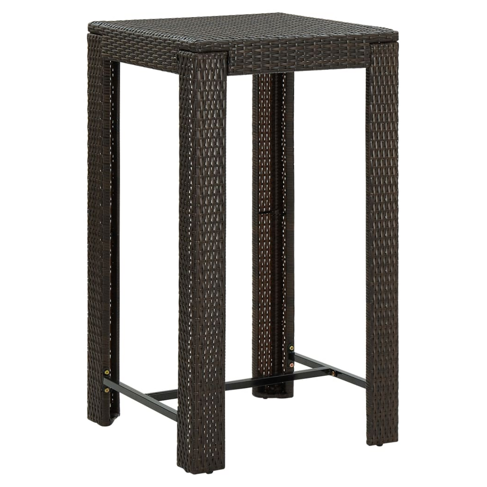 Garden Bar Table Brown 60.5x60.5x110.5 cm Poly Rattan - anydaydirect