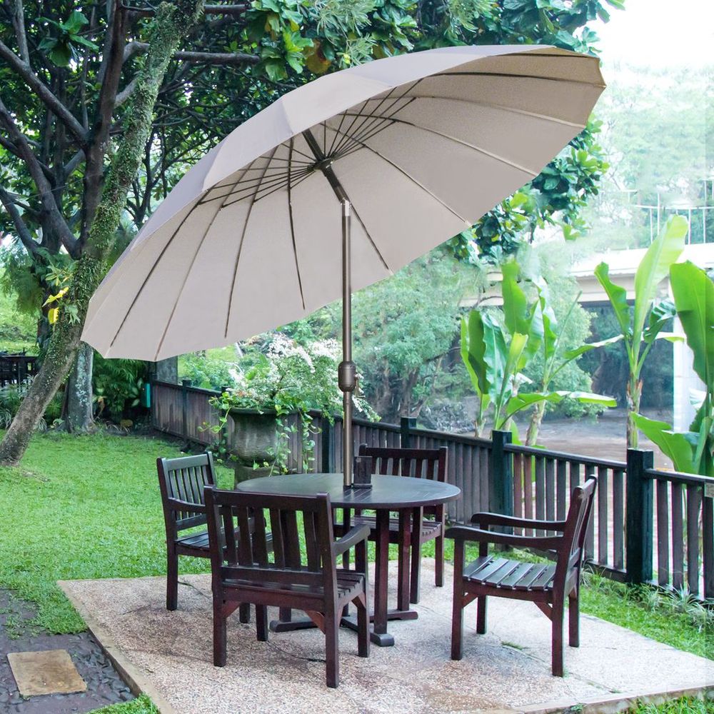 Outsunny 2.5m Round Curved Adjustable Parasol Sun Umbrella Metal Pole Grey - anydaydirect