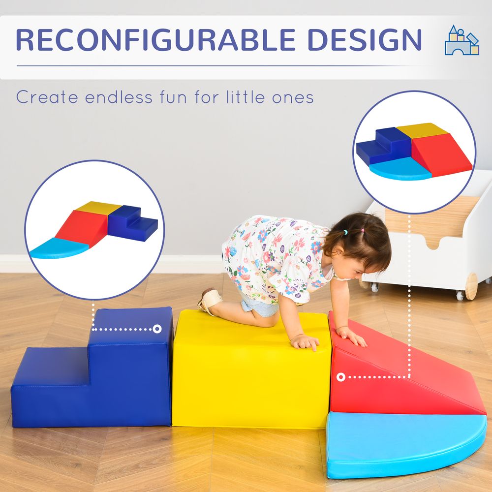 HOMCOM 4-piece Soft Play Set Climb and Crawl Foam Toddler Activity Toys - anydaydirect