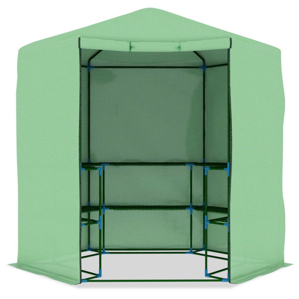 Greenhouse with Shelves Steel 227x223 cm - anydaydirect