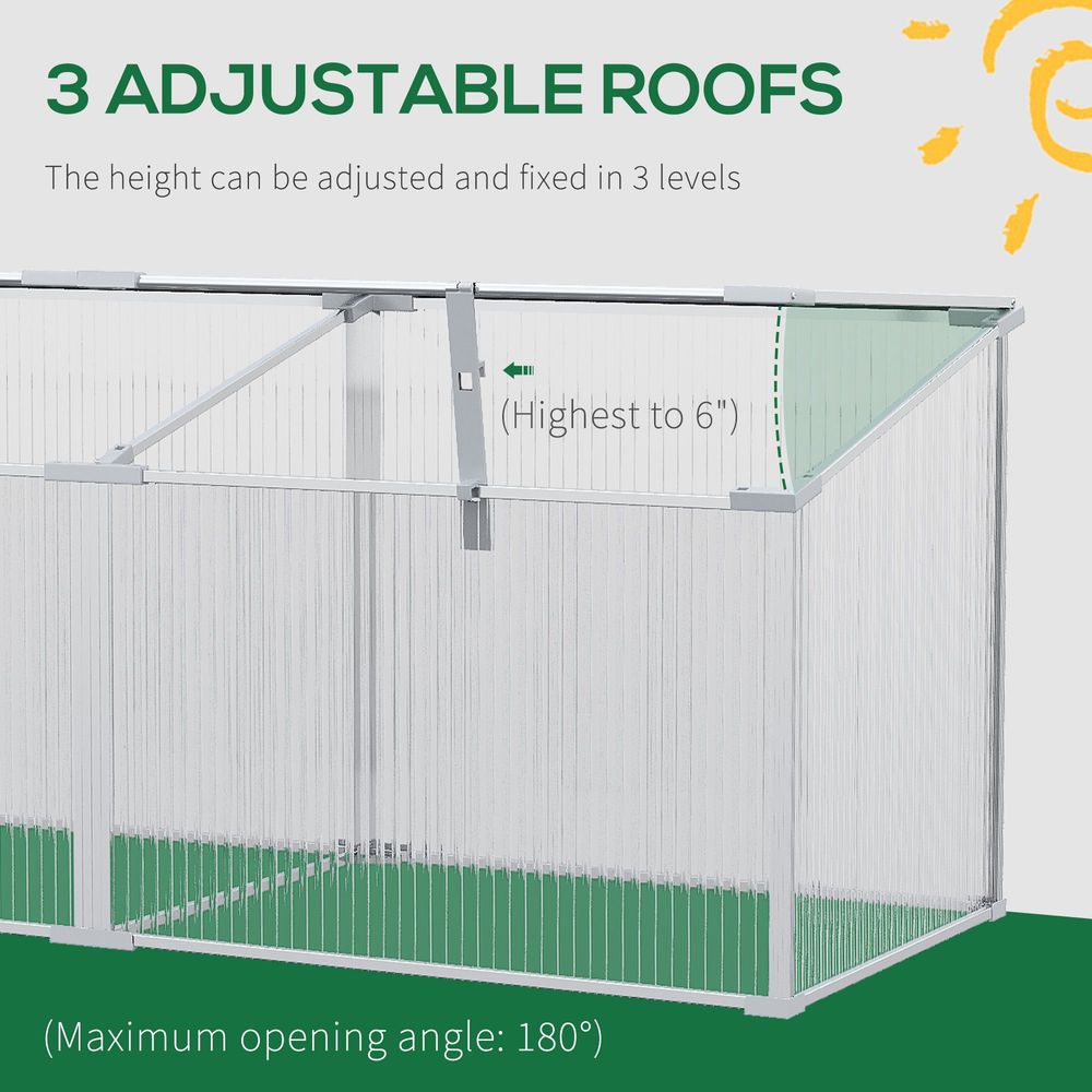 Outsunny  Aluminium Greenhouse Plants Raised Bed Vented Cold Frame Transparent - anydaydirect