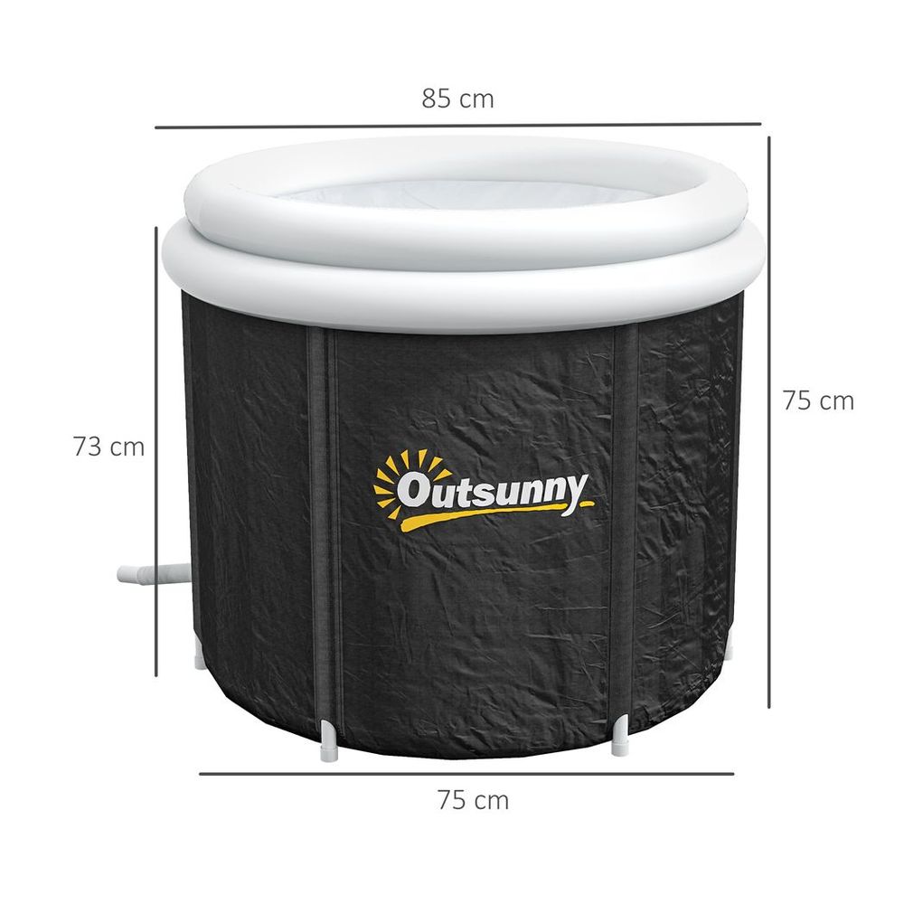 Outsunny Portable Cold Water Therapy Tub, Ice Bath with Thermo Lid - Black - anydaydirect