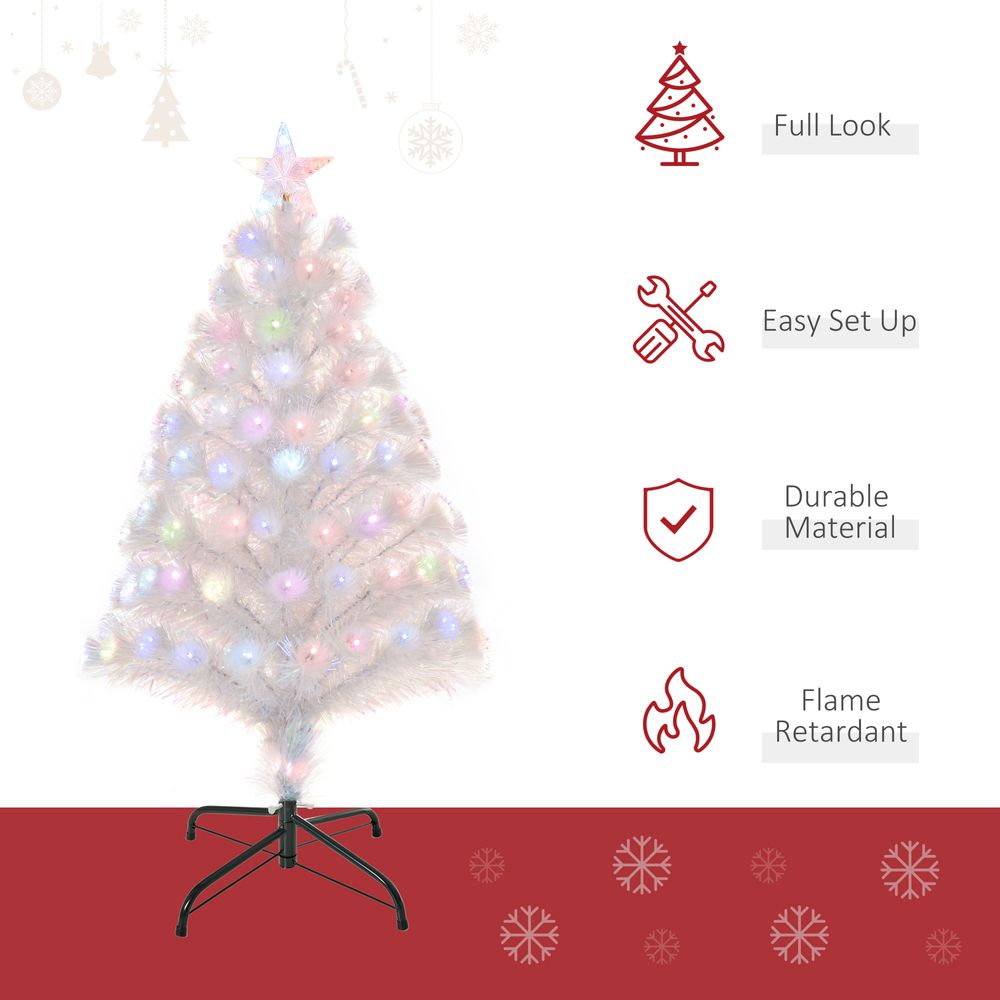 3FT Pre-Lit Artificial Christmas Tree w/ Fibre Optic LED Lights Xmas White - anydaydirect