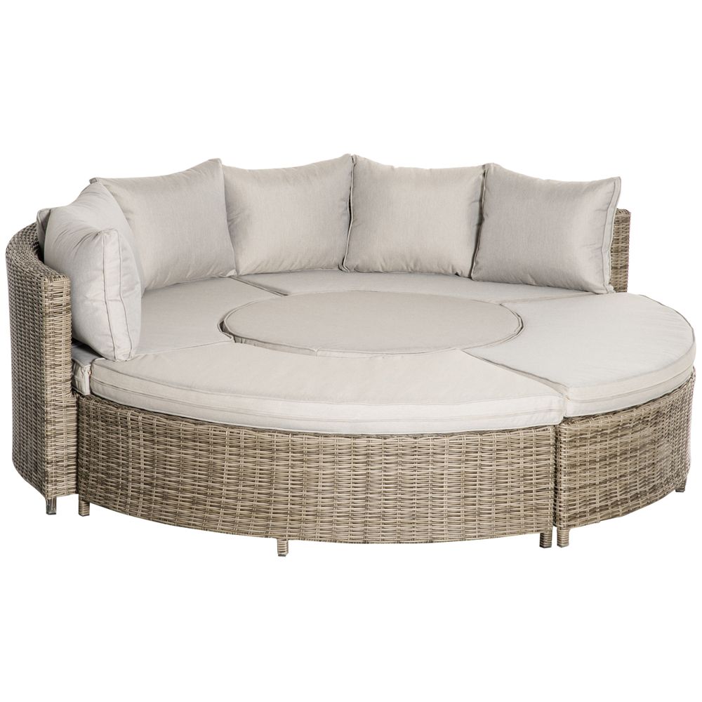 8-Seater PE Rattan DaybedTable with Olefin Cushion - anydaydirect