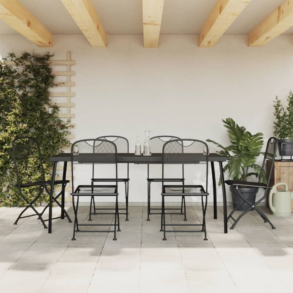 vidaXL 7 Piece Garden Dining Set Anthracite Metal Mesh - anydaydirect