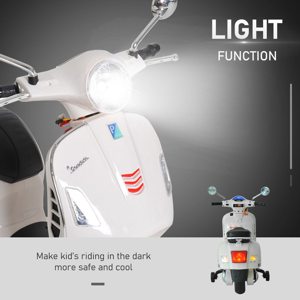 Kids Ride On Motorcycle Vespa Licensed Boys Girls 6V LED Lights Horn - anydaydirect