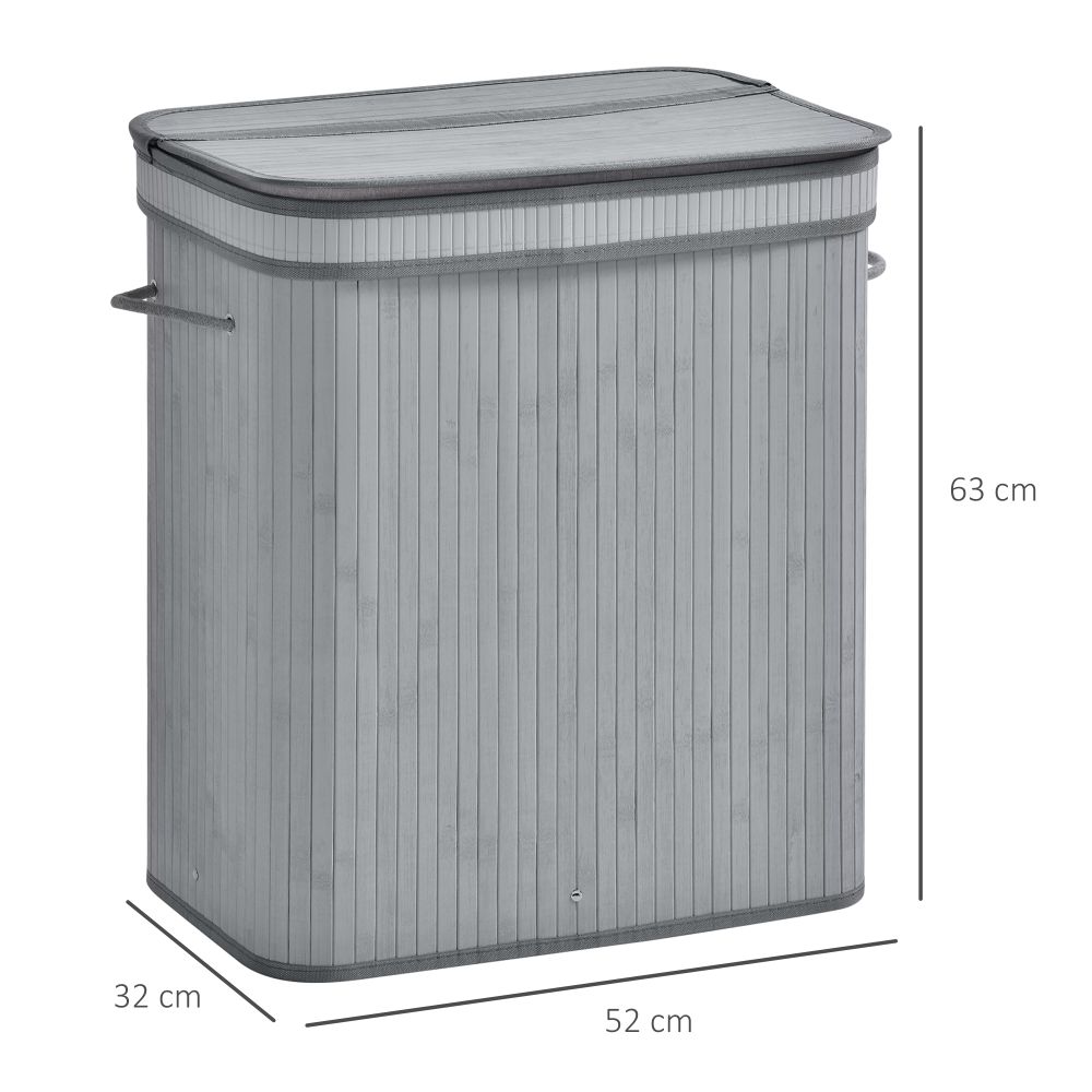 100L Flip Lid Bamboo Laundry Basket Grey - anydaydirect