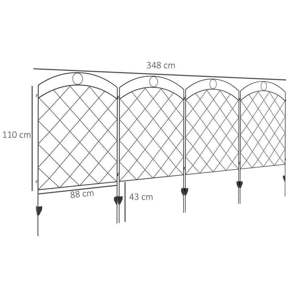 Outsunny 4PCs Decorative Garden Fencing 43in x 11.4ft Steel Border Edging - anydaydirect