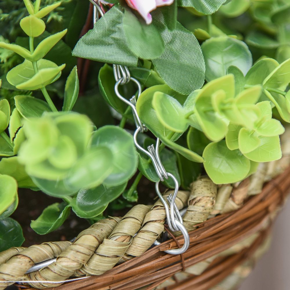 Pack of 2 Artificial Lisianthus Flowers Hanging Planter with Basket - anydaydirect