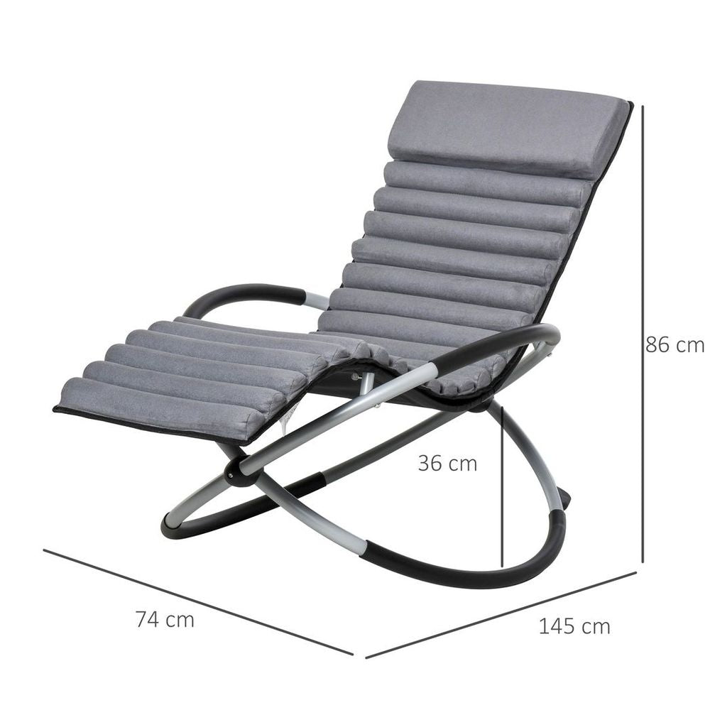 Outsunny Breathable Mesh Rocking Chair Design Orbital Mat Removable Black Grey - anydaydirect