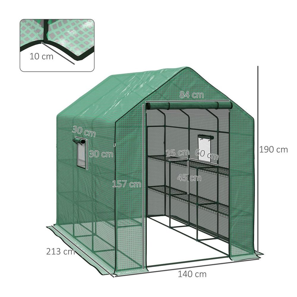 Outsunny Walk-in Outdoor Green House with Door and Mesh Windows, Green - anydaydirect