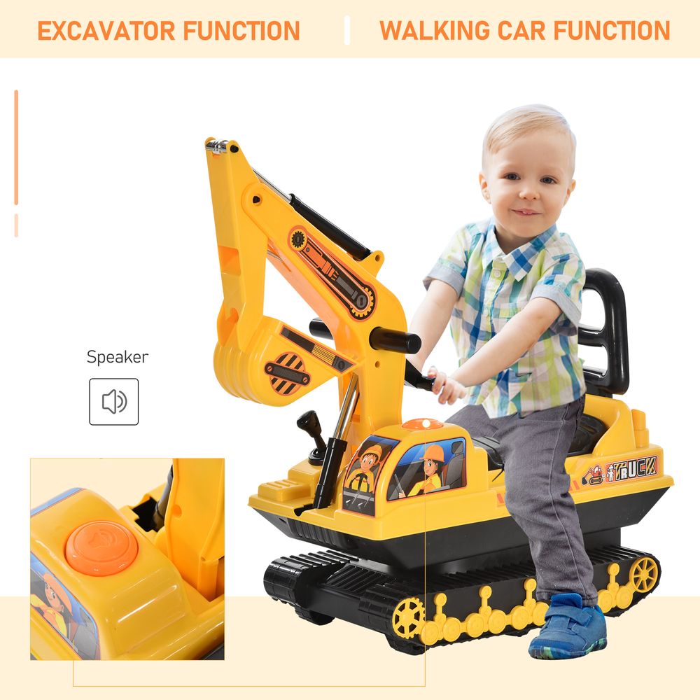 Ride On Excavator Toy Tractors Digger Movable Walker Construction Truck HOMCOM - anydaydirect