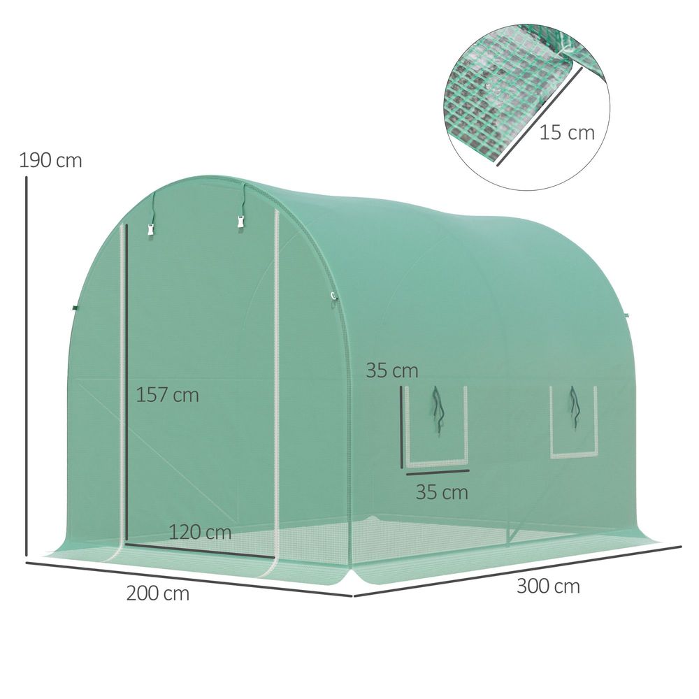 Outsunny Greenhouse Polytunnel Walk-in Grow Plant Steel 3 x 2 M Outdoor - anydaydirect