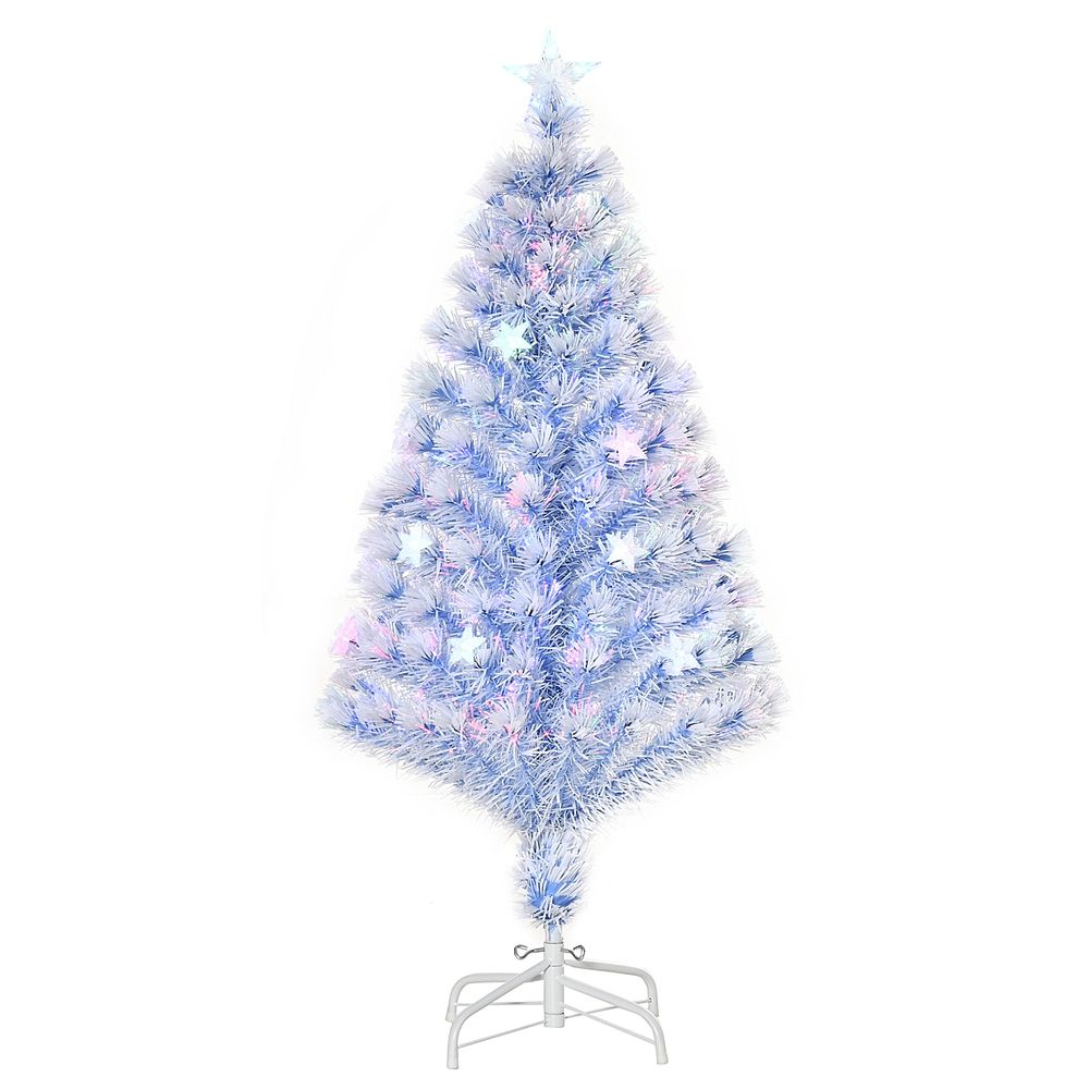 Artificial Fibre Christmas Tree Seasonal Deco 16 LED Easy Store 4FT White Blue - anydaydirect