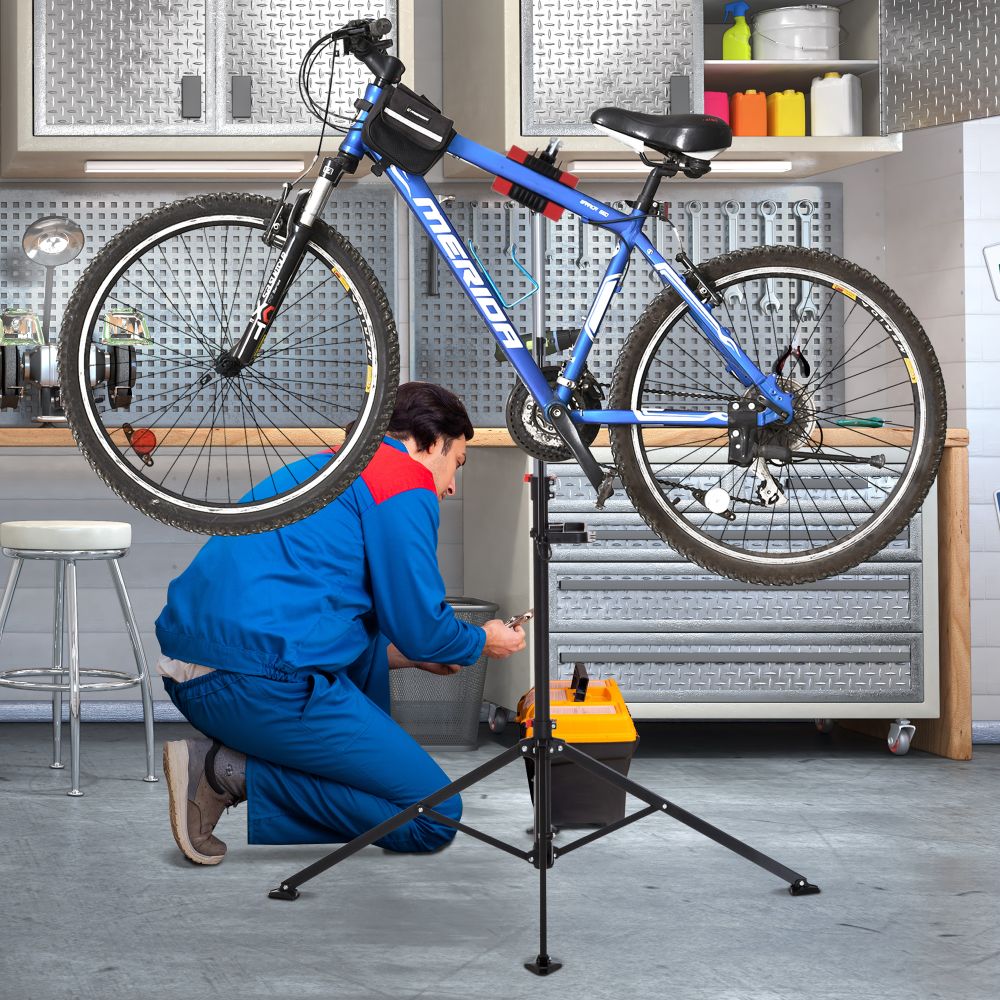 Folding Bike Cycle Bicycle Maintenance Repair Stand Rack Tool Adjustable - anydaydirect