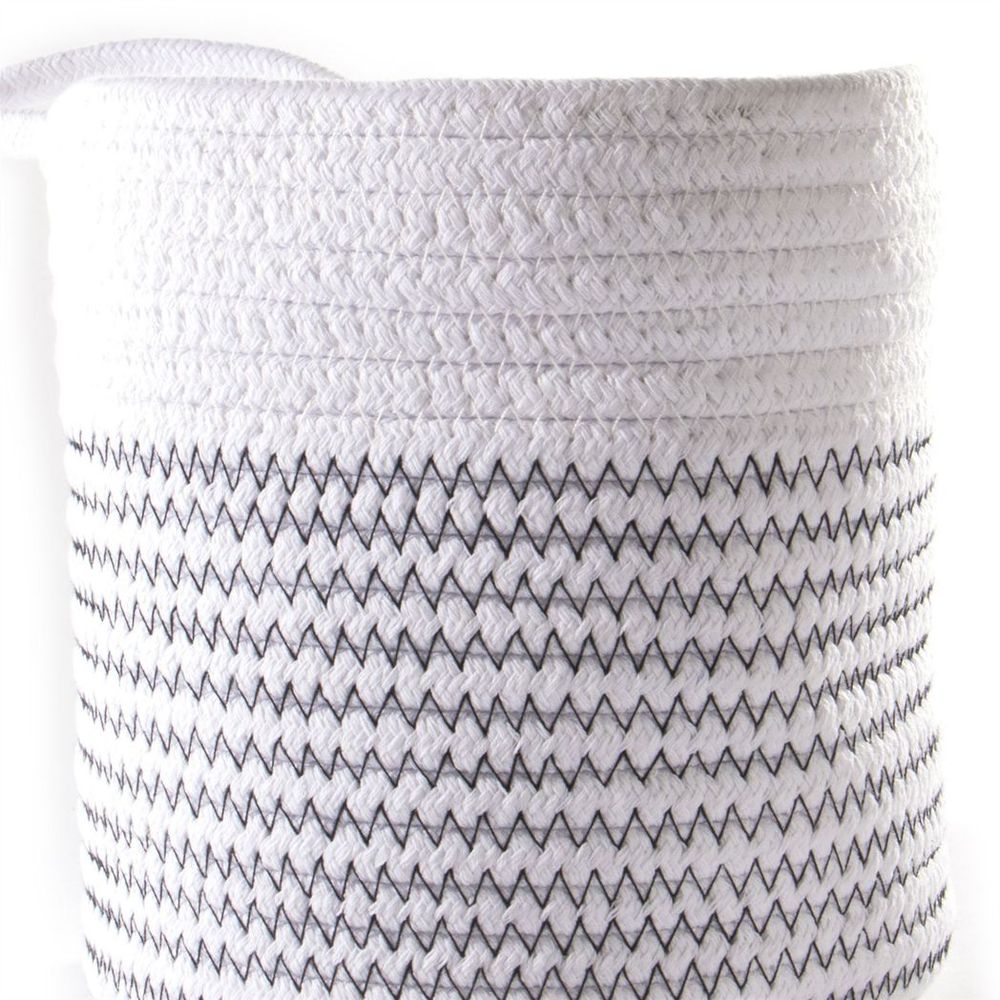 Hanging Cotton Rope Storage Basket White with Black Thread | M&W - anydaydirect