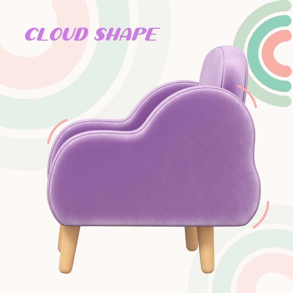 Cloud-Shaped Toddler Armchair, Kids Mini Chair for Playroom, Bedroom - Purple - anydaydirect
