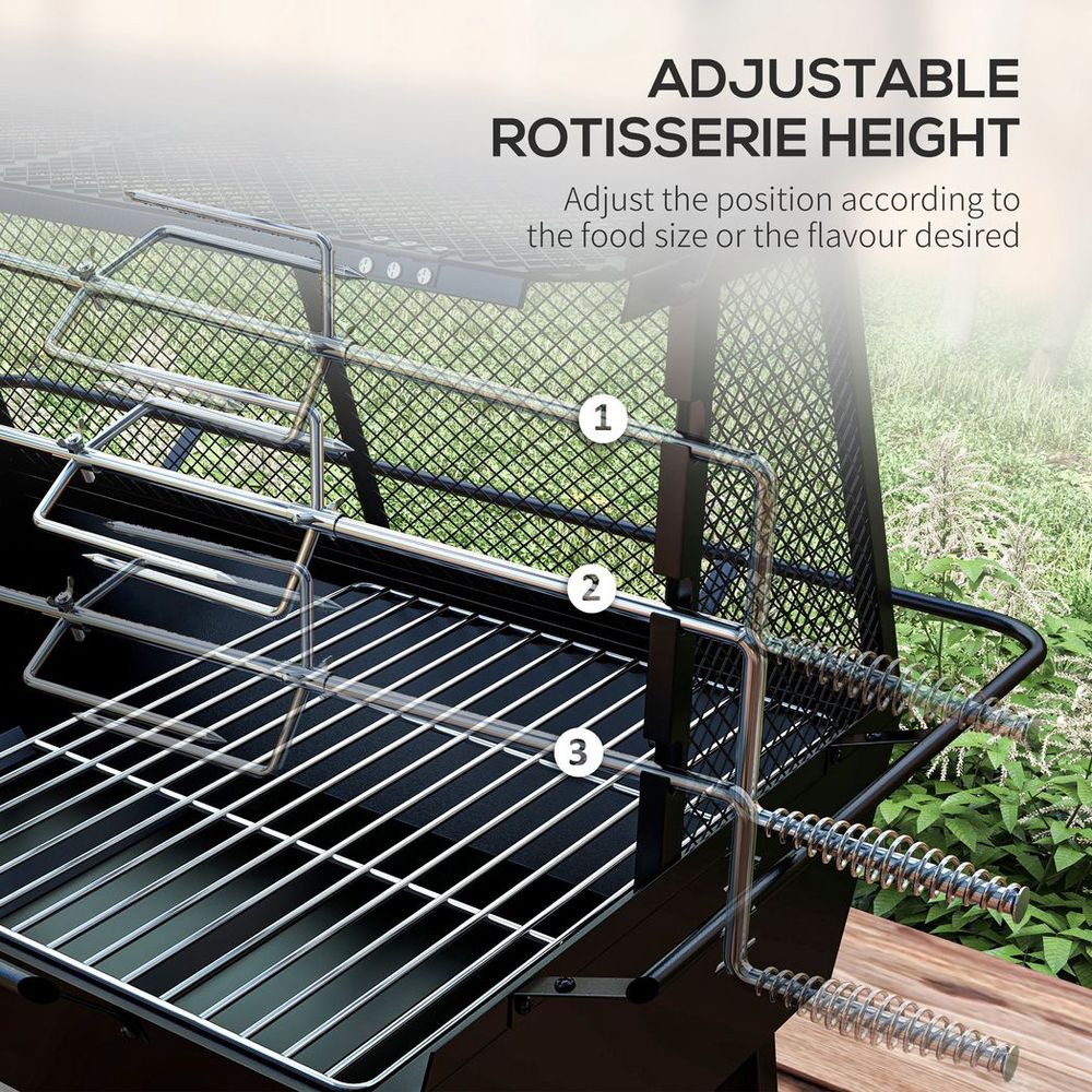 Outsunny 3-in-1 BBQ Rotisserie Grill Roaster Fire Pit for Outdoor Picnic Camping - anydaydirect