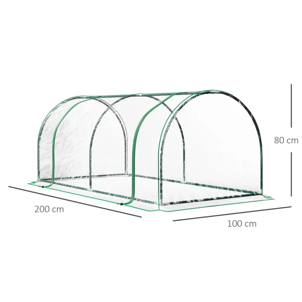 Tunnel Greenhouse Green Grow House Steel Frame Garden Outdoor 200 x 100 x 80cm - anydaydirect