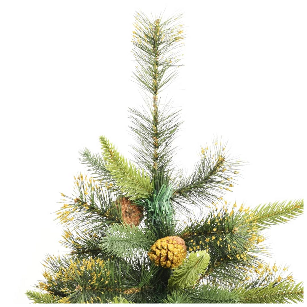 vidaXL Artificial Hinged Christmas Tree with Cones 210 cm - anydaydirect