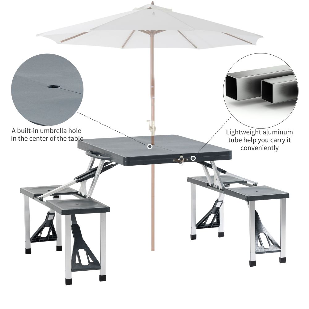 Camping Table 4 Seat Chair Foldable Outdoor Garden BBQ Party - anydaydirect