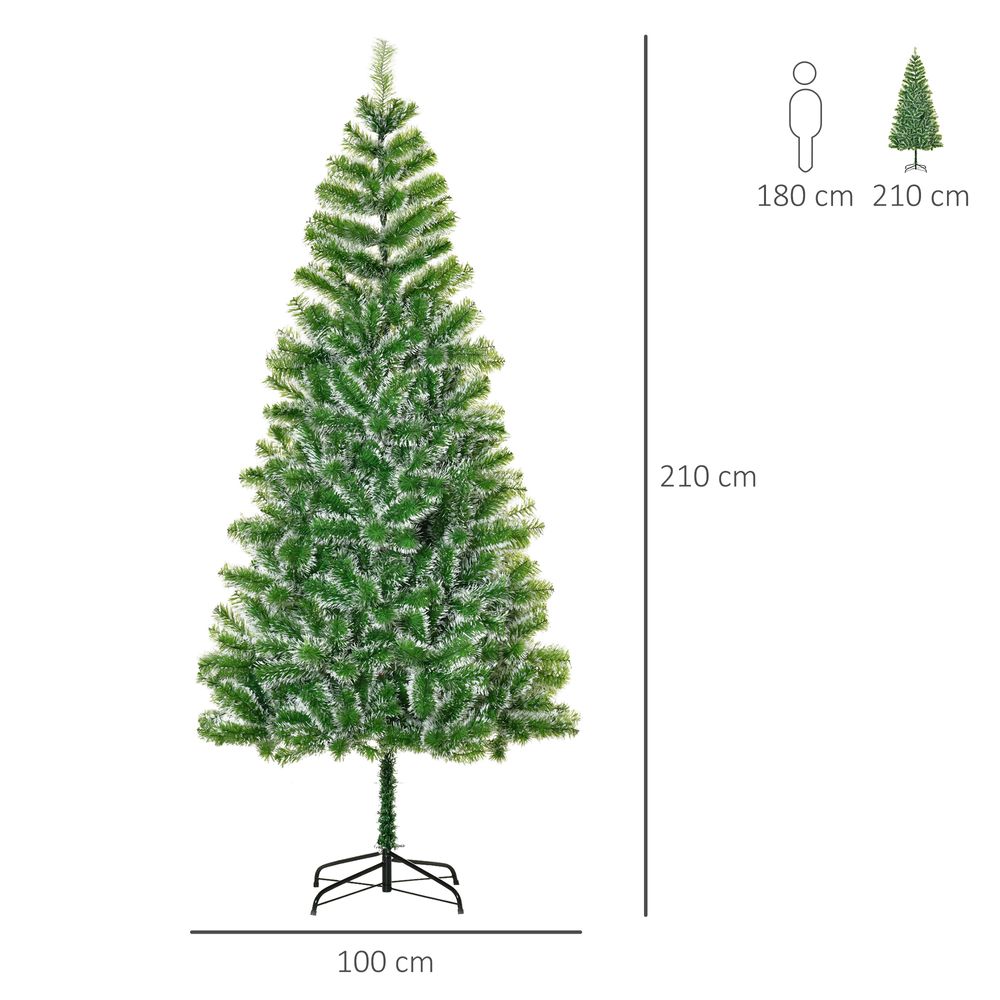 7ft Indoor Christmas Tree Artificial Deco Xmas Gift Metal Stand 968 Tips - anydaydirect