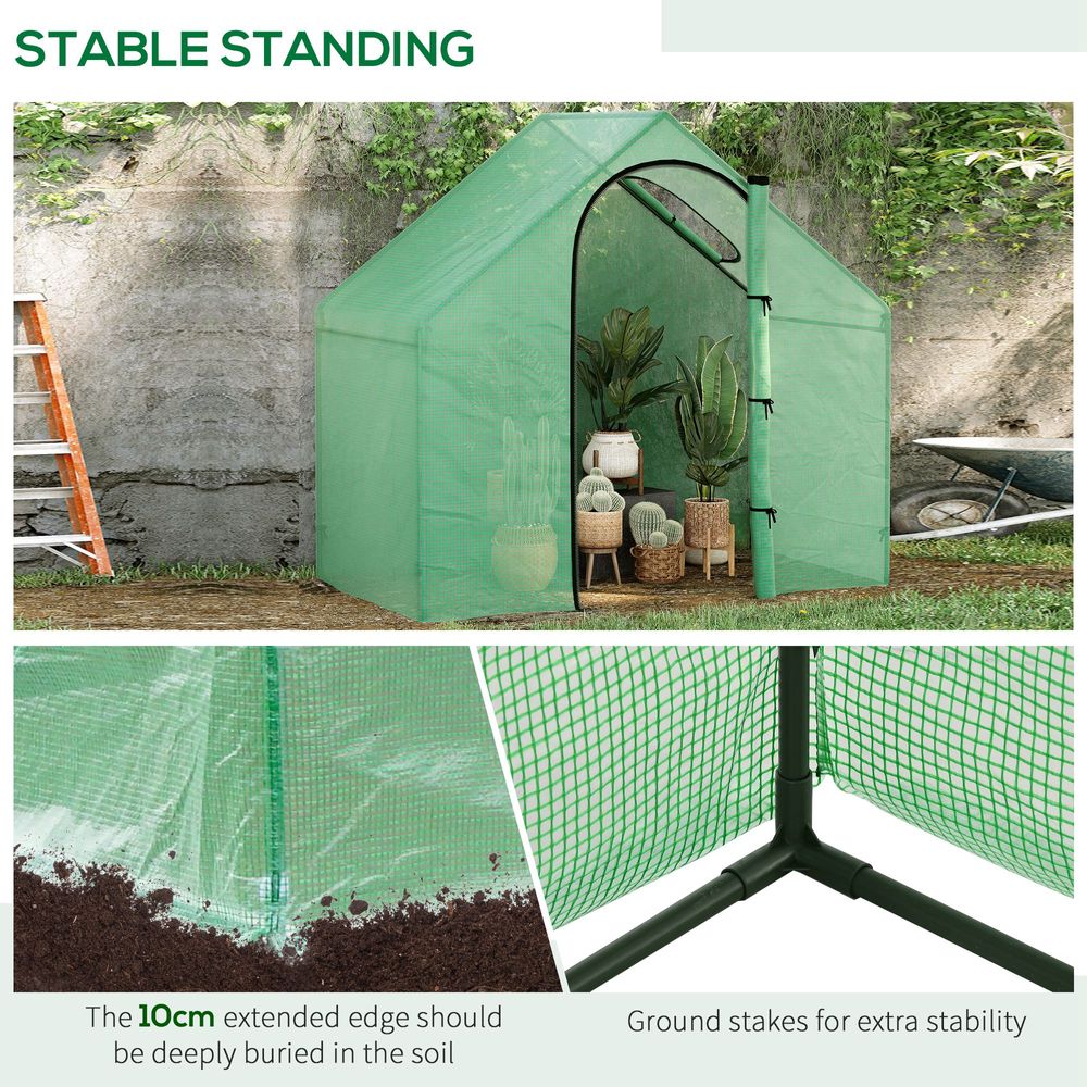 Outsunny Walk-In Portable Greenhouse Mini Grown House Steel Frame Window Green - anydaydirect