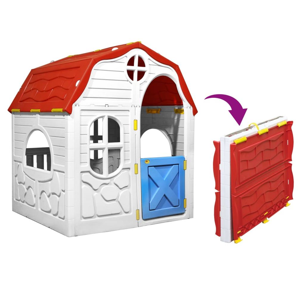 Kids Foldable Playhouse with Working Door and Windows - anydaydirect