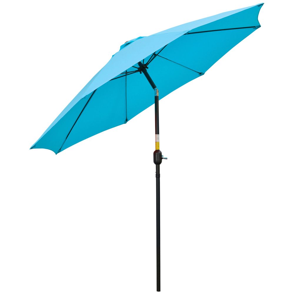 Outsunny 2.6M Patio Umbrella Outdoor Sunshade Canopy w/ Tilt and Crank Blue - anydaydirect