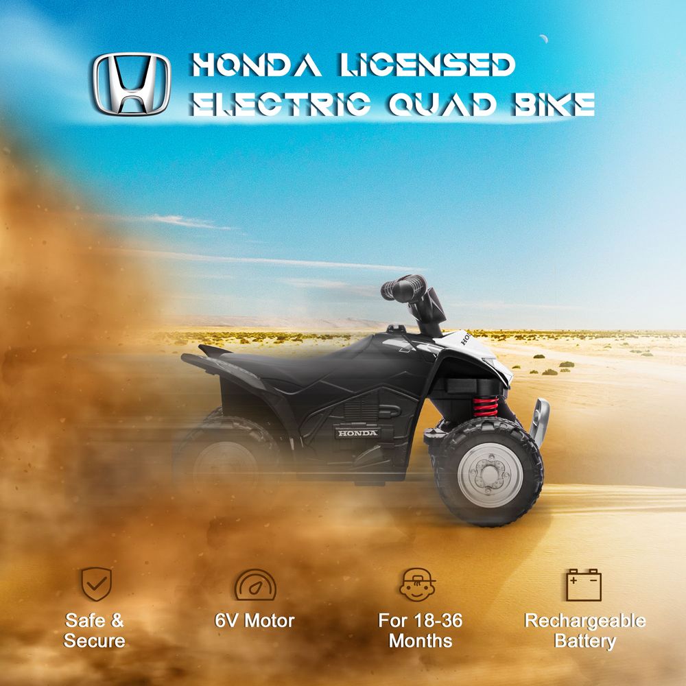 Honda Licensed Kids Electric Quad Bike 6V ATV Ride On 1.5-3 Years Black - anydaydirect