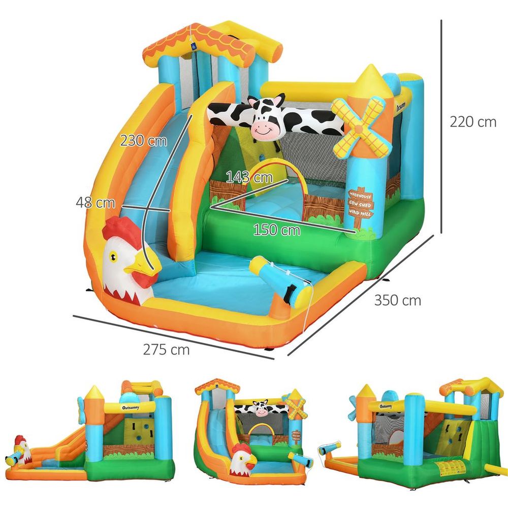 Outsunny Inflatable House, Kids Bounce Castle with Inflator, Bag - anydaydirect