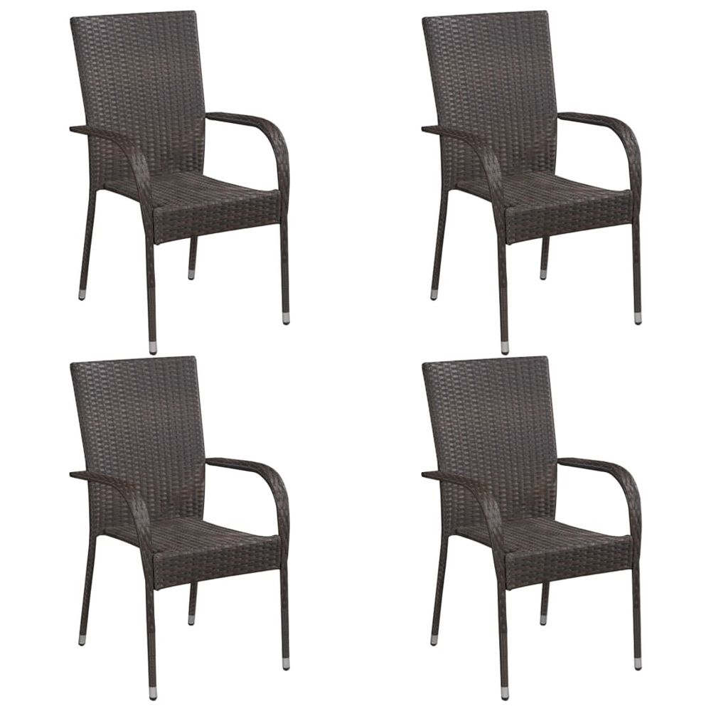 5 Piece Garden Dining Set Brown - anydaydirect