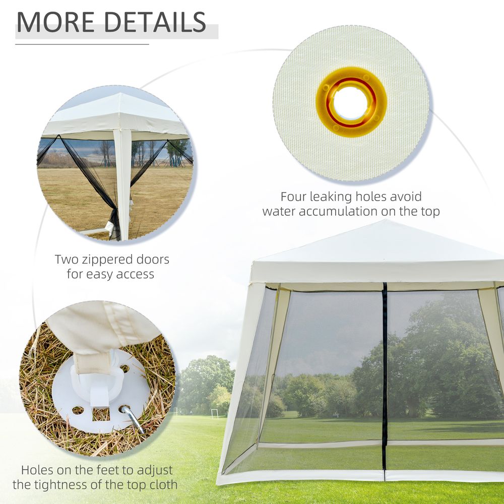 Outsunny 3x3m Outdoor Gazebo Tent W/Mesh Screen Walls-Cream white - anydaydirect