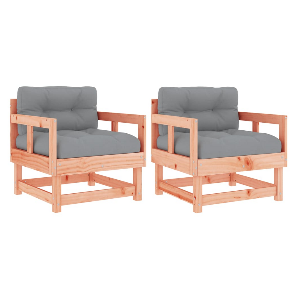 vidaXL Garden Chairs with Cushions 2 pcs Solid Wood Douglas - anydaydirect