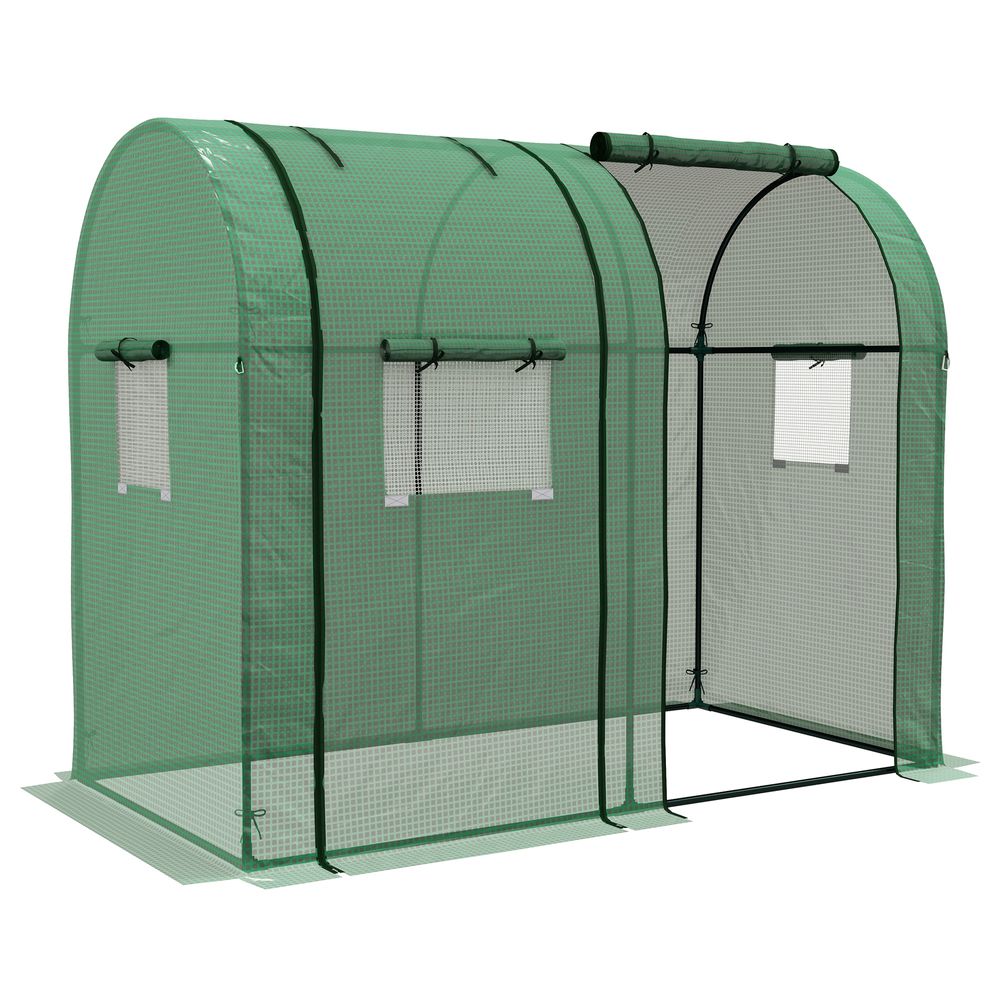Outsunny Tomato Greenhouse with 2 Roll-up Doors and 4 Mesh Windows, Green - anydaydirect