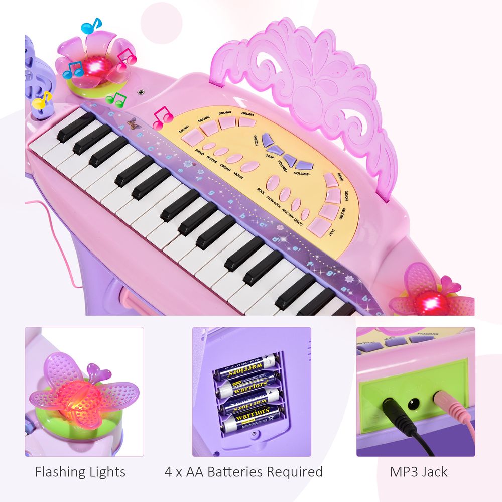 Mini Battery Organ Piano Microphone Stool 32 Key Keyboard Kids Toy - anydaydirect