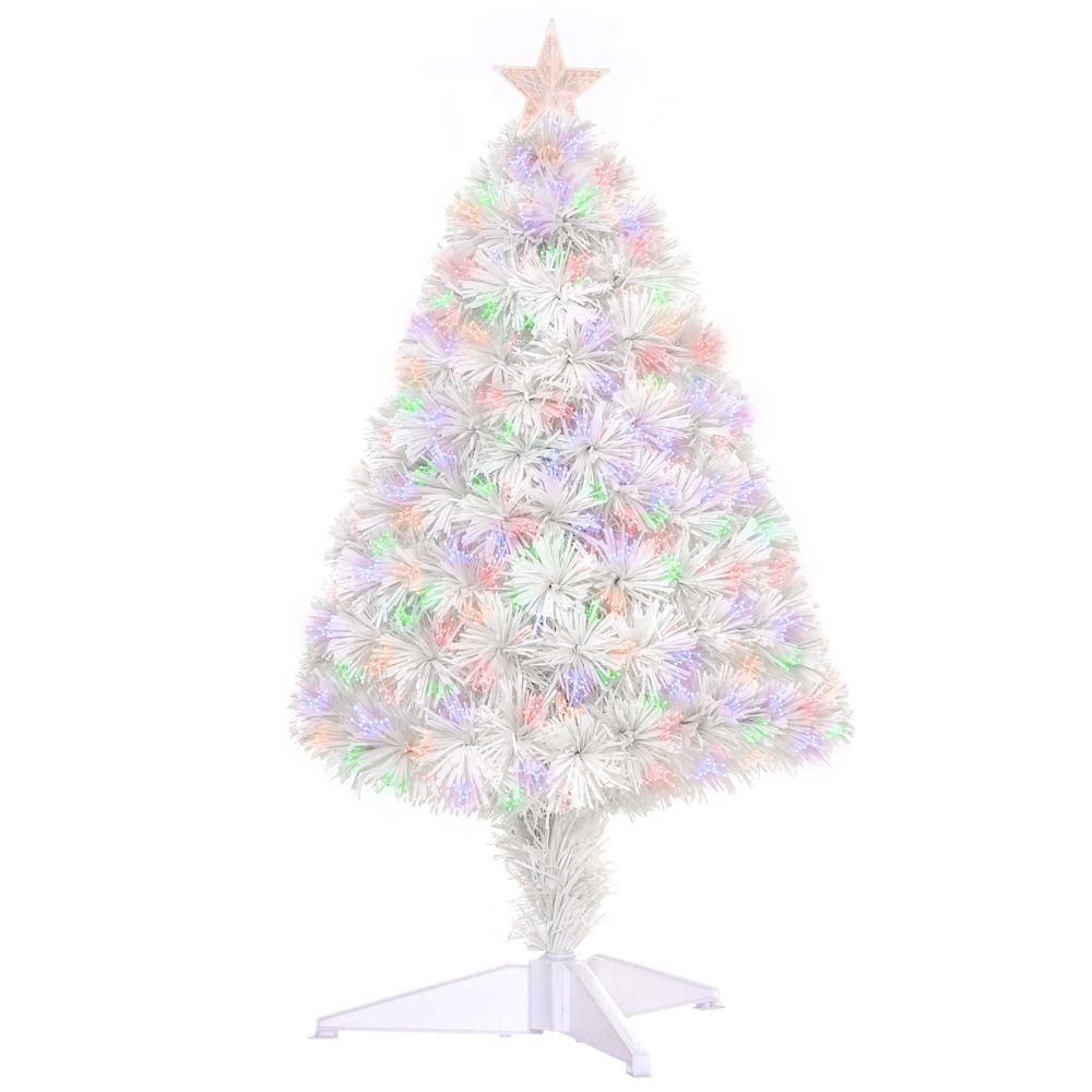 2.5FT Prelit Artificial Tabletop Christmas Tree with Fibre Table and Desk White - anydaydirect