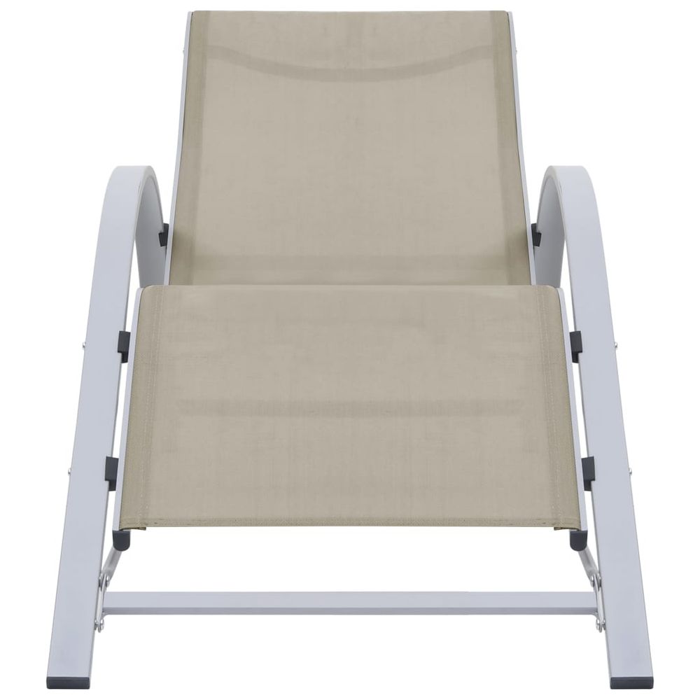 Sun Loungers 2 pcs with Table Aluminium Cream - anydaydirect